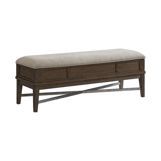 Preston Bedroom Storage Bench with Cushion, Weathered Vintage Oak