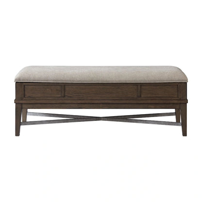 Preston Bedroom Storage Bench with Cushion, Weathered Vintage Oak