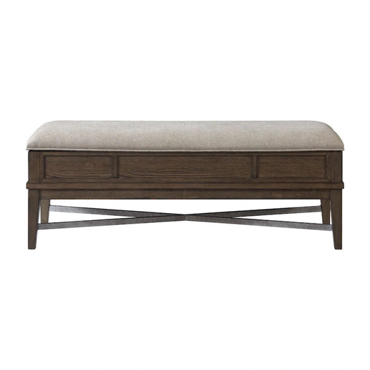 Preston Bedroom Storage Bench with Cushion, Weathered Vintage Oak