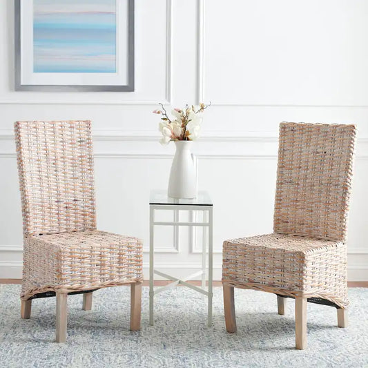 SAFAVIEH Pembrooke Natural Wicker Dining Chair (Set of 2) - 19  W x 22  D x 41  H