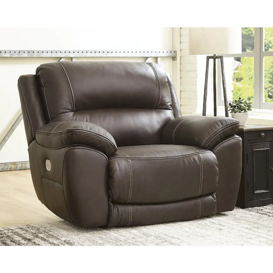 Signature Design by Ashley Dunleith Brown Leather Power Zero Wall Recliner