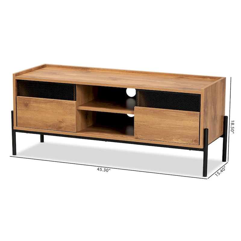 Tasman Modern & Industrial Natural Brown 2-Door TV Stand