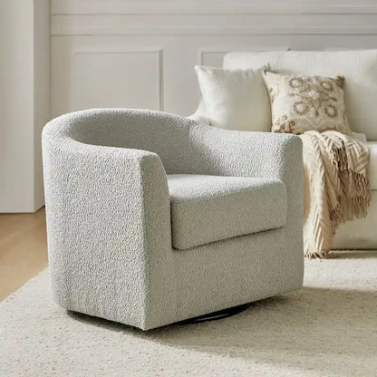 Rita Modern Ergonomic Boucle Upholstered Swivel Barrel Chair by HULALA HOME