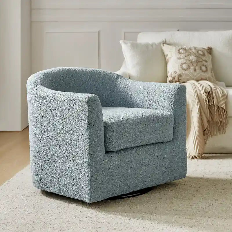Rita Modern Ergonomic Boucle Upholstered Swivel Barrel Chair by HULALA HOME