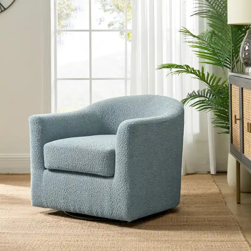Rita Modern Ergonomic Boucle Upholstered Swivel Barrel Chair by HULALA HOME