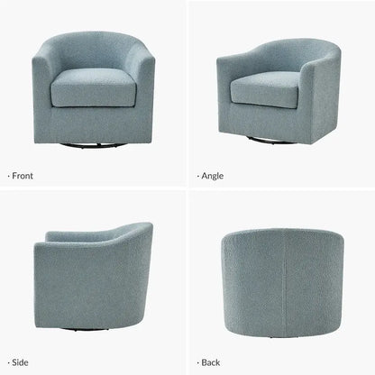 Rita Modern Ergonomic Boucle Upholstered Swivel Barrel Chair by HULALA HOME