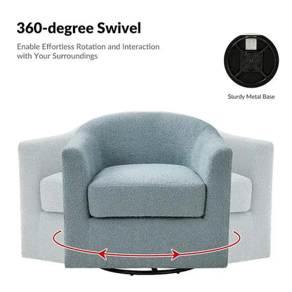 Rita Modern Ergonomic Boucle Upholstered Swivel Barrel Chair by HULALA HOME