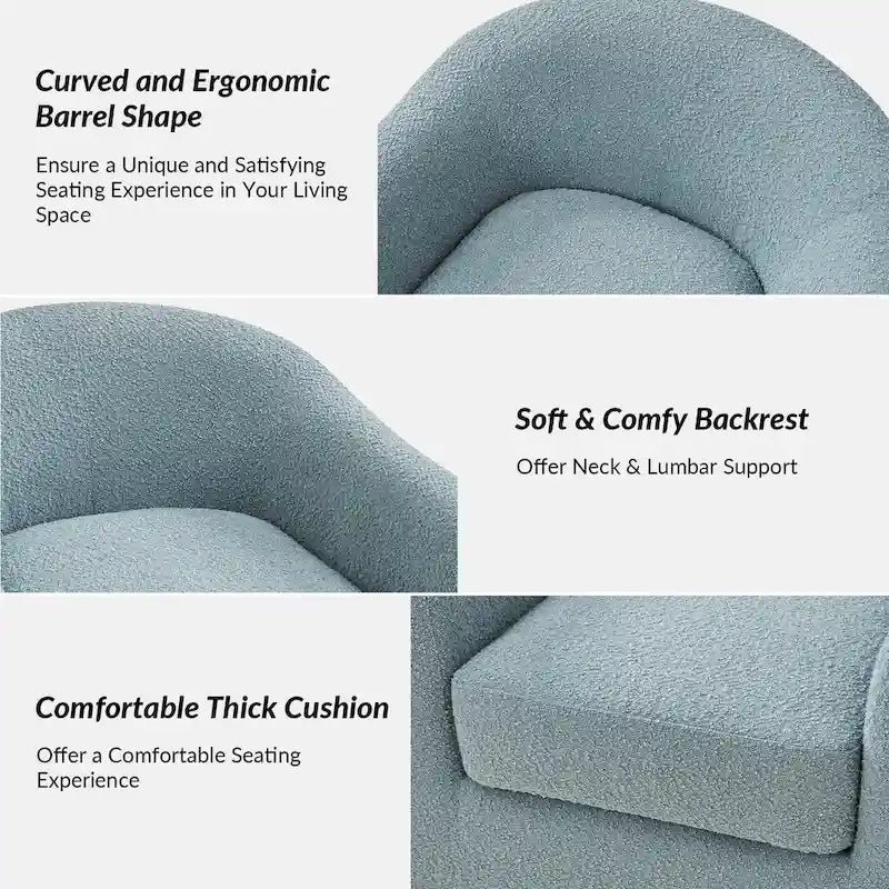 Rita Modern Ergonomic Boucle Upholstered Swivel Barrel Chair by HULALA HOME