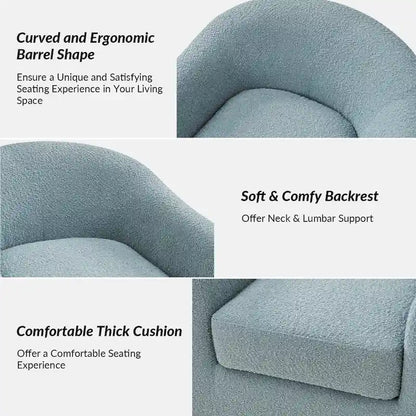 Rita Modern Ergonomic Boucle Upholstered Swivel Barrel Chair by HULALA HOME