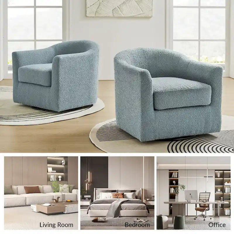 Rita Modern Ergonomic Boucle Upholstered Swivel Barrel Chair by HULALA HOME