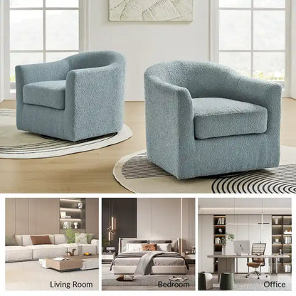 Rita Modern Ergonomic Boucle Upholstered Swivel Barrel Chair by HULALA HOME