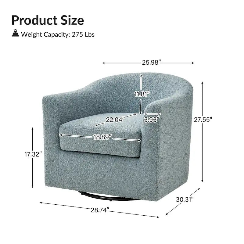 Rita Modern Ergonomic Boucle Upholstered Swivel Barrel Chair by HULALA HOME