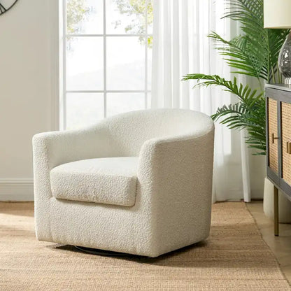Rita Modern Ergonomic Boucle Upholstered Swivel Barrel Chair by HULALA HOME