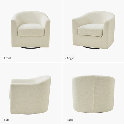 Rita Modern Ergonomic Boucle Upholstered Swivel Barrel Chair by HULALA HOME