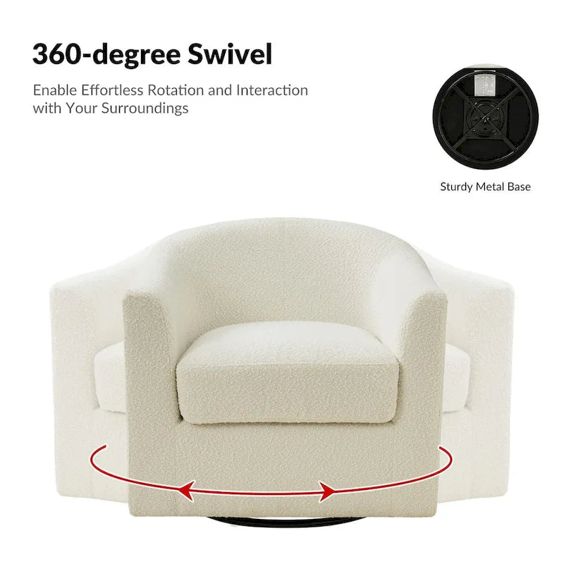 Rita Modern Ergonomic Boucle Upholstered Swivel Barrel Chair by HULALA HOME