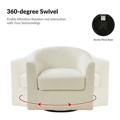 Rita Modern Ergonomic Boucle Upholstered Swivel Barrel Chair by HULALA HOME
