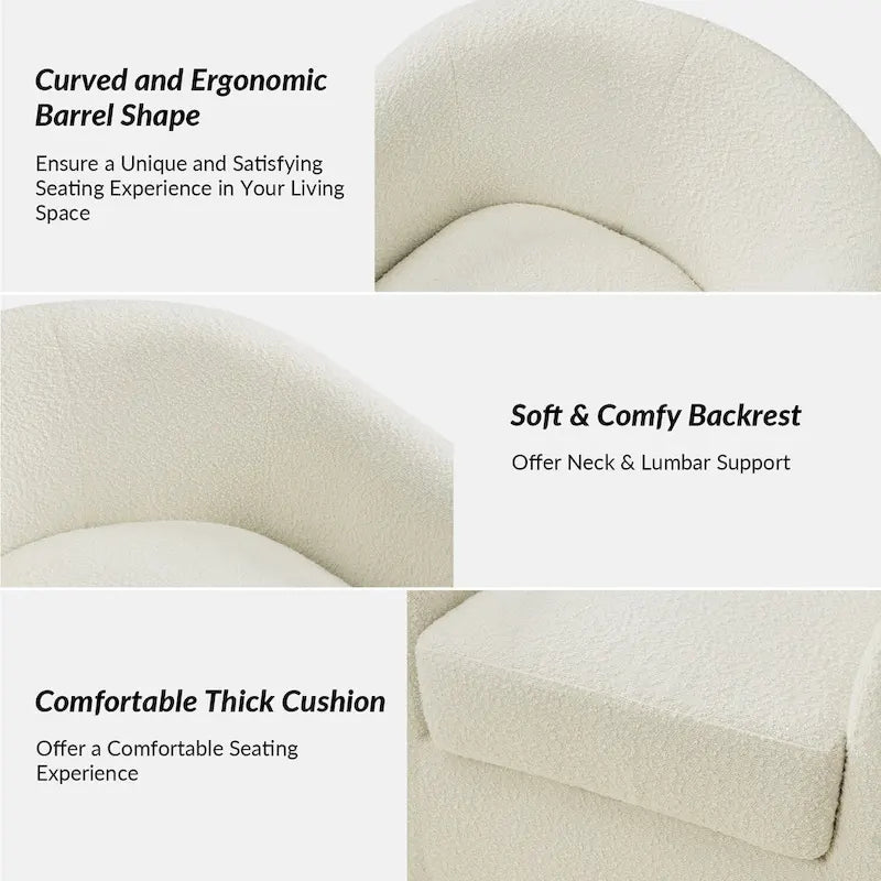 Rita Modern Ergonomic Boucle Upholstered Swivel Barrel Chair by HULALA HOME