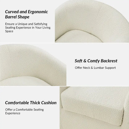Rita Modern Ergonomic Boucle Upholstered Swivel Barrel Chair by HULALA HOME