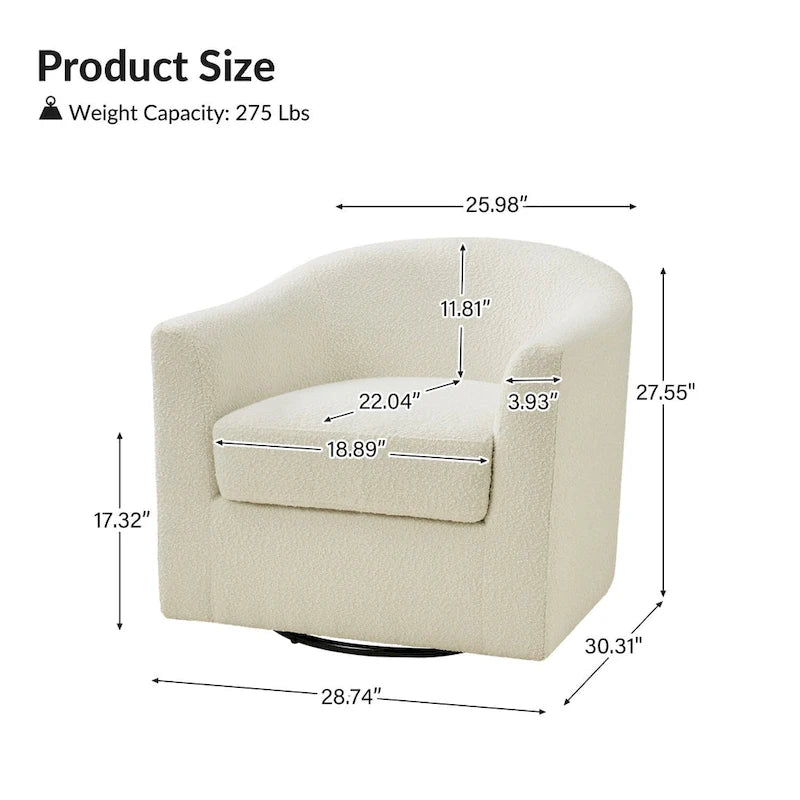 Rita Modern Ergonomic Boucle Upholstered Swivel Barrel Chair by HULALA HOME