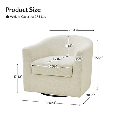 Rita Modern Ergonomic Boucle Upholstered Swivel Barrel Chair by HULALA HOME