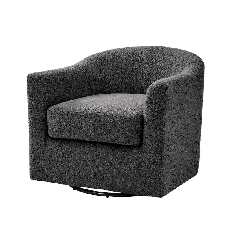 Rita Modern Ergonomic Boucle Upholstered Swivel Barrel Chair by HULALA HOME