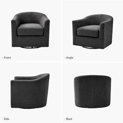 Rita Modern Ergonomic Boucle Upholstered Swivel Barrel Chair by HULALA HOME