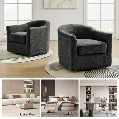 Rita Modern Ergonomic Boucle Upholstered Swivel Barrel Chair by HULALA HOME