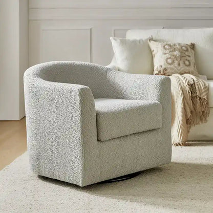 Rita Modern Ergonomic Boucle Upholstered Swivel Barrel Chair by HULALA HOME