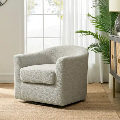 Rita Modern Ergonomic Boucle Upholstered Swivel Barrel Chair by HULALA HOME