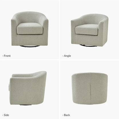 Rita Modern Ergonomic Boucle Upholstered Swivel Barrel Chair by HULALA HOME