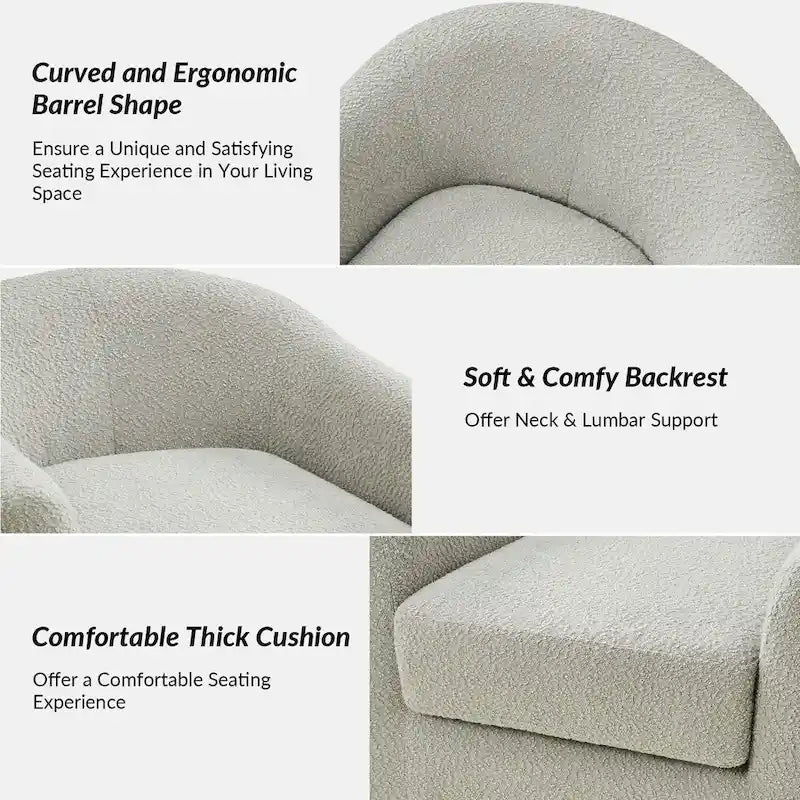 Rita Modern Ergonomic Boucle Upholstered Swivel Barrel Chair by HULALA HOME