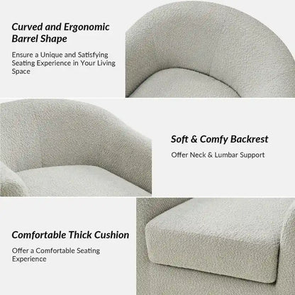 Rita Modern Ergonomic Boucle Upholstered Swivel Barrel Chair by HULALA HOME