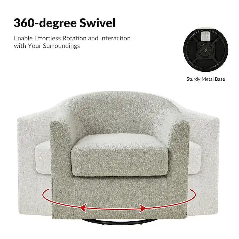 Rita Modern Ergonomic Boucle Upholstered Swivel Barrel Chair by HULALA HOME