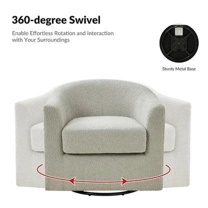 Rita Modern Ergonomic Boucle Upholstered Swivel Barrel Chair by HULALA HOME