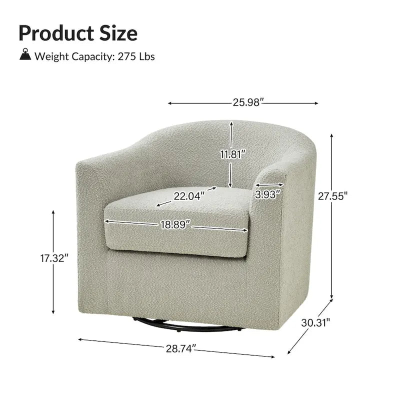 Rita Modern Ergonomic Boucle Upholstered Swivel Barrel Chair by HULALA HOME