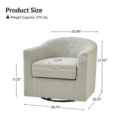 Rita Modern Ergonomic Boucle Upholstered Swivel Barrel Chair by HULALA HOME
