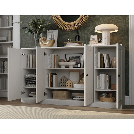 100% Solid Wood 65  Sideboard with Clear, Frosted Glass or Solid Wood Doors by Palace Imports