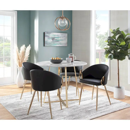 Silver Orchid Battista Glam Gold Upholstered Chair - N/A