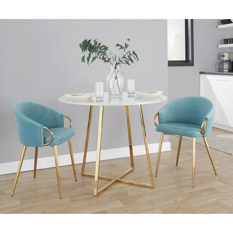 Silver Orchid Battista Glam Gold Upholstered Chair - N/A