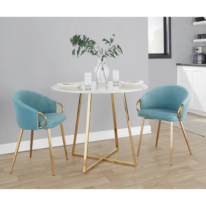 Silver Orchid Battista Glam Gold Upholstered Chair - N/A