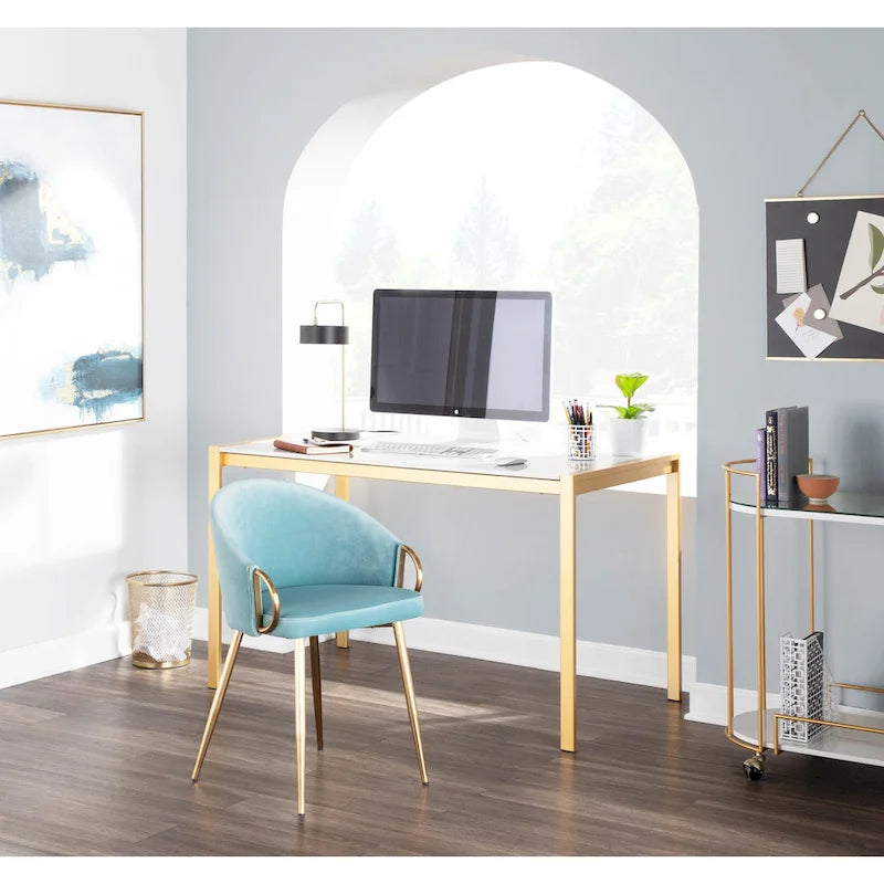 Silver Orchid Battista Glam Gold Upholstered Chair - N/A