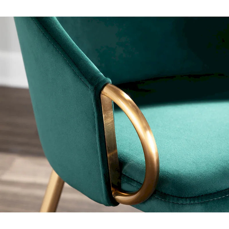 Silver Orchid Battista Glam Gold Upholstered Chair - N/A