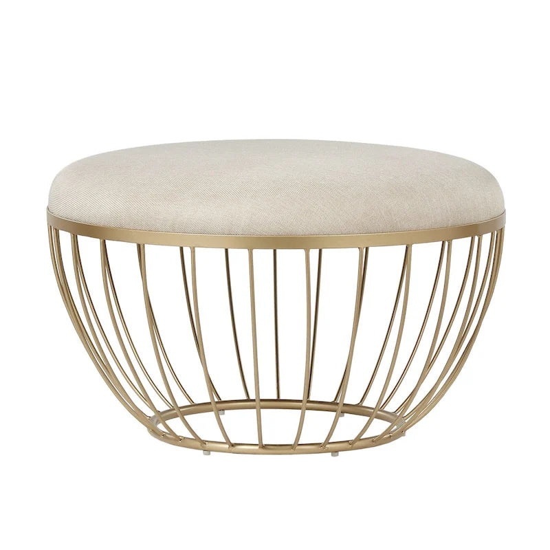 Jinger Fabric Upholstered Round Ottoman by iNSPIRE Q Modern