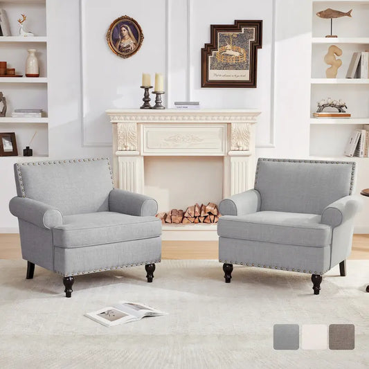 Huimo Modern Nailhead Accent Chair Arm Chairs Set of 2