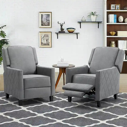 AVAWING Set of 2 Push Back Recliner Chair Linen Wing Back Chair