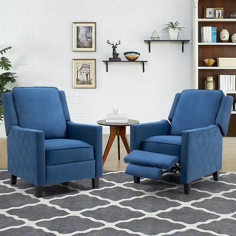 AVAWING Set of 2 Push Back Recliner Chair Linen Wing Back Chair