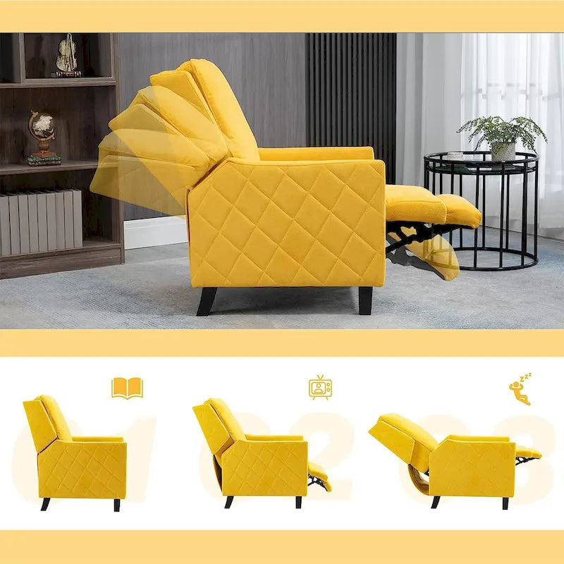 AVAWING Set of 2 Push Back Recliner Chair Linen Wing Back Chair