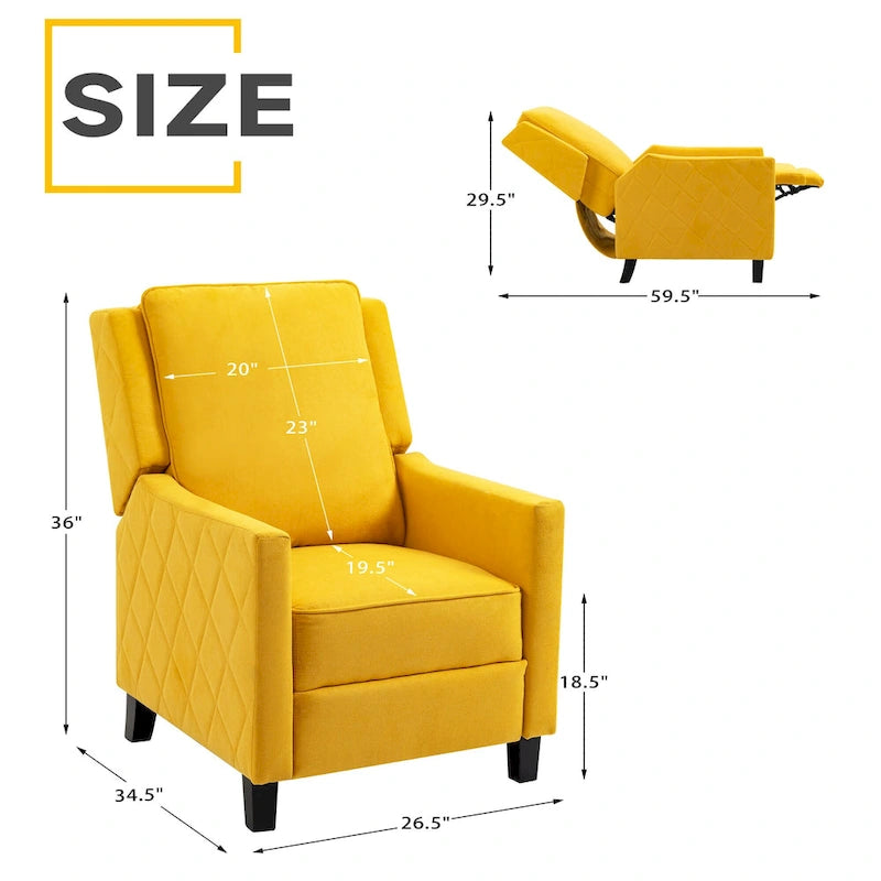 AVAWING Set of 2 Push Back Recliner Chair Linen Wing Back Chair