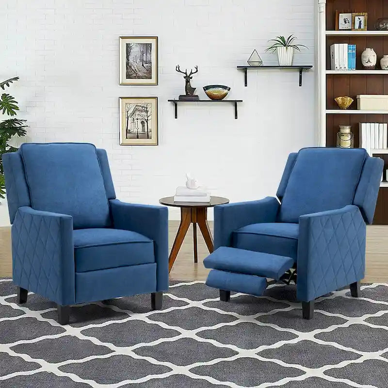 AVAWING Set of 2 Push Back Recliner Chair Linen Wing Back Chair