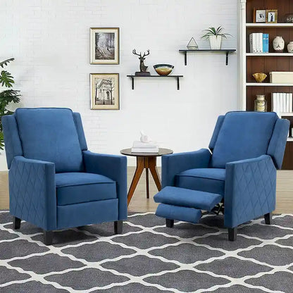AVAWING Set of 2 Push Back Recliner Chair Linen Wing Back Chair